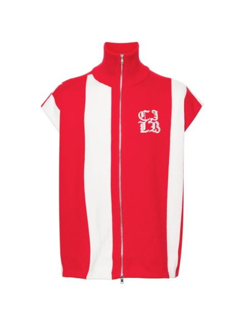 logo-embroidered striped track vest