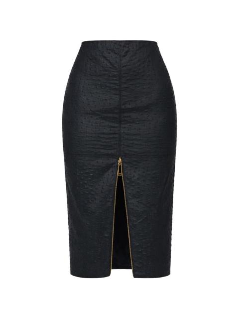 ELISABETTA FRANCHI high-waist ostrich print midi skirt