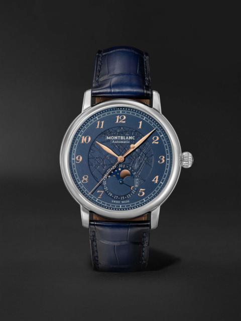 Montblanc Star Legacy Limited-Edition Automatic Moon-Phase 42mm Stainless Steel and Alligator Watch, Ref. No. 