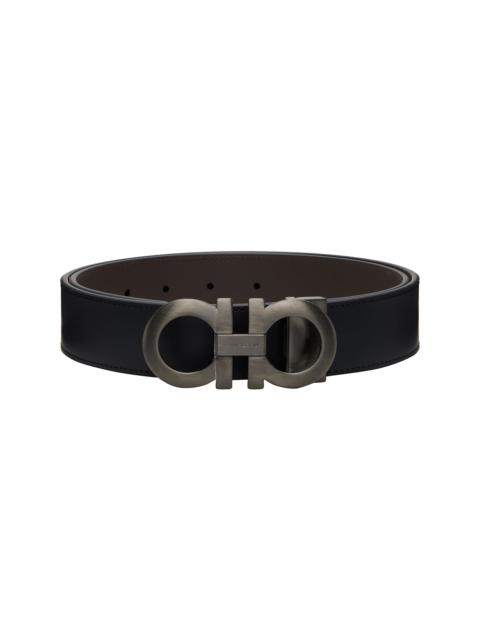 FERRAGAMO Black Reversible & Adjustable Gancini Belt