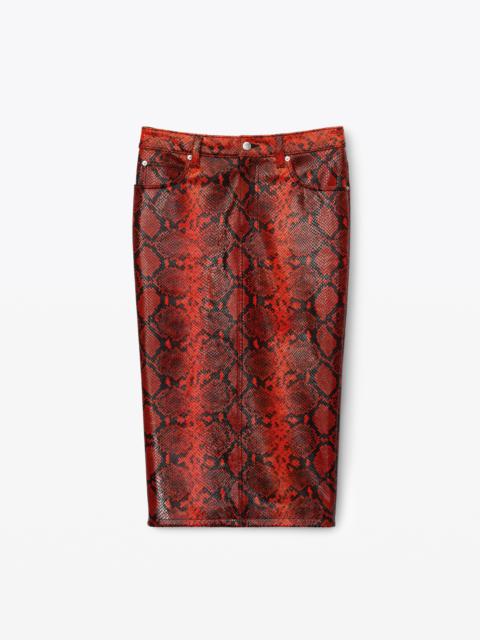 Alexander Wang leather pencil skirt in "snakeskin"