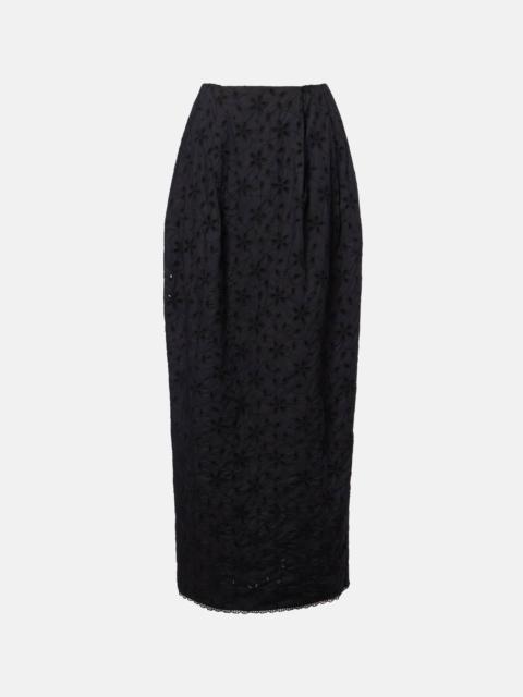 POSSE Salma embroidered cotton maxi skirt
