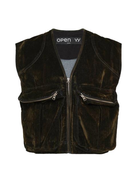 OPEN YY Velvet Denim Cargo Vest