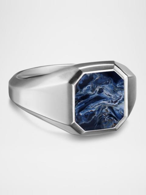 DAVID YURMAN Men's Streamline Signet Ring in Silver with Pietersite, 14mm
