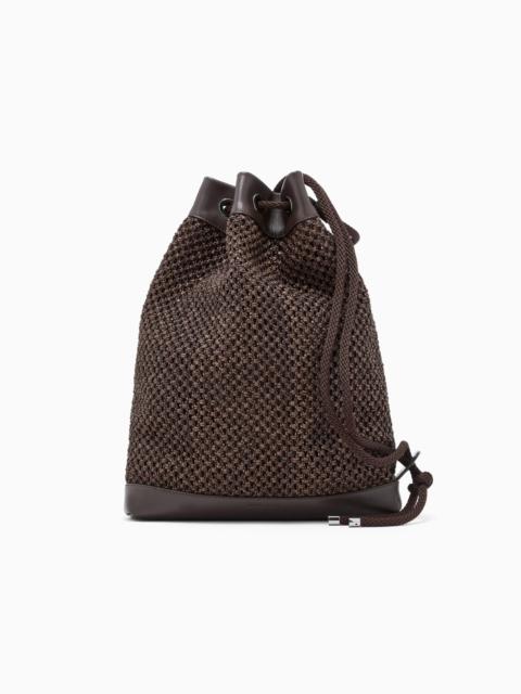 GIORGIO ARMANI RAFFIA AND LEATHER SACK