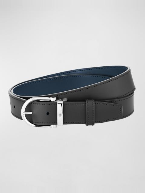 Montblanc Men's Horseshoe Reversible Leather Belt