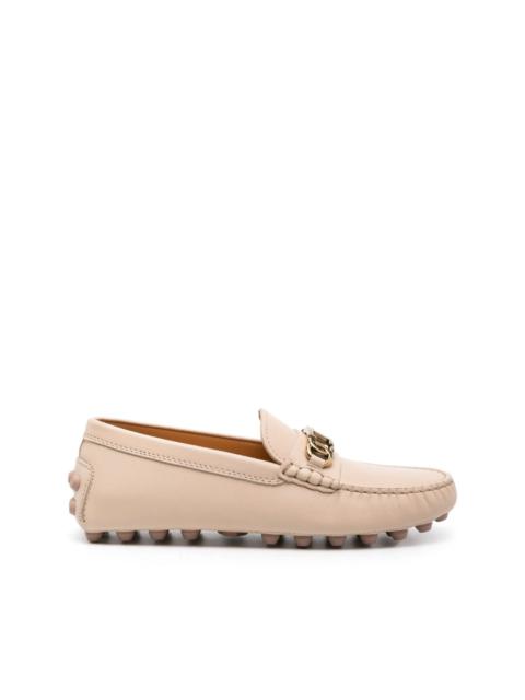 Tod's logo-chain leather loafers