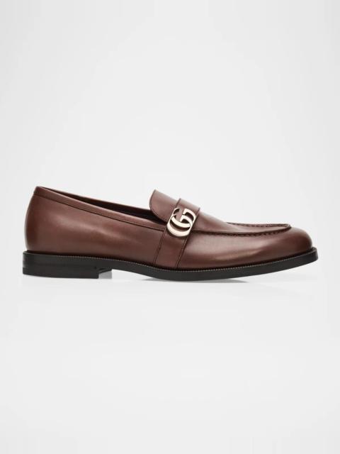 GUCCI Men's Double-G Brushed Leather Moc-Toe Loafers
