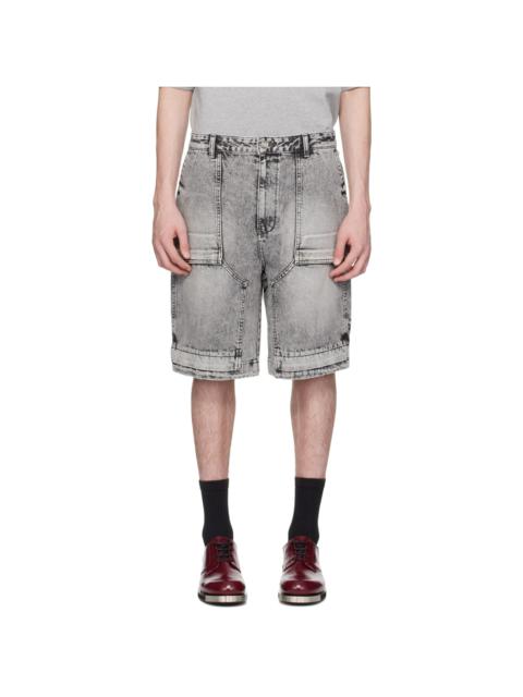 Gray Faded Denim Shorts
