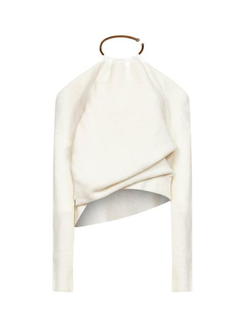 DARKPARK Ivory necklace-detail off-shoulder sweater