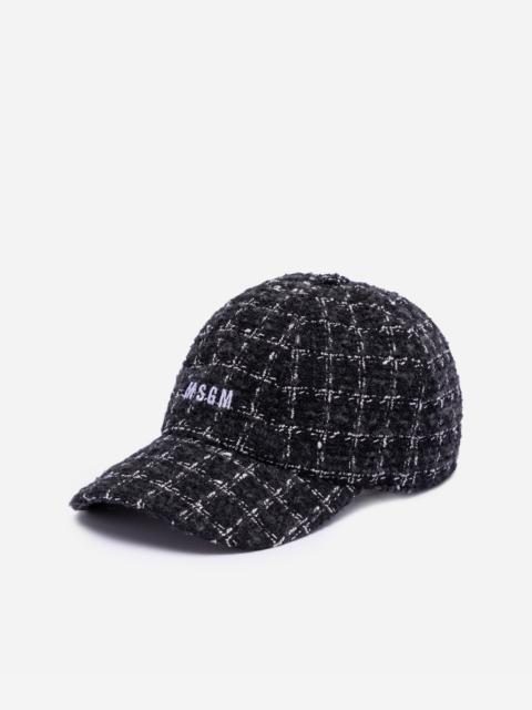 MSGM Bouclé tweed baseball cap