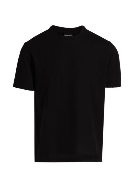 EMPORIO ARMANI Men's Basket-Weave Cotton T-Shirt - Black