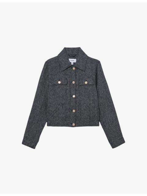 REISS Bree Textured Linen And Cotton Jacket