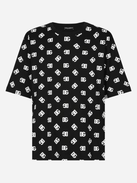 Dolce & Gabbana DG Monogram를 가진 짧은 소매 면 T 셔츠