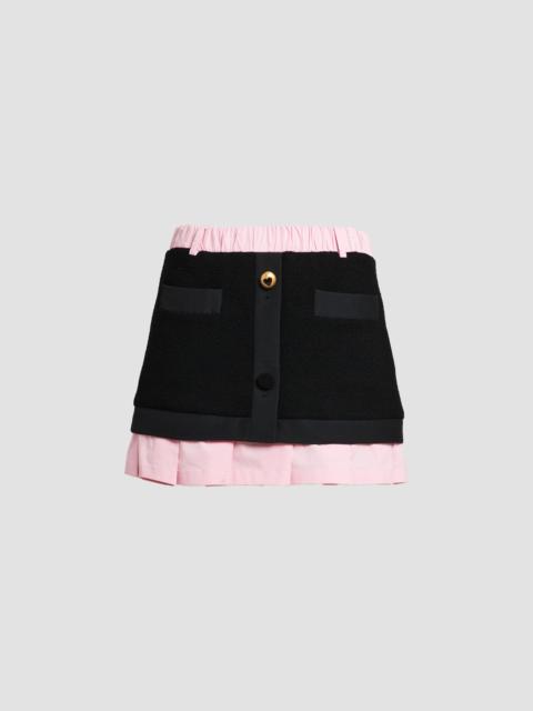Moschino Women's Mixed-Media Pleated Button-Front Mini Skirt - Multi Black