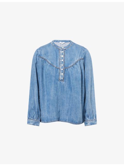 Rails Sunna Puffed-Shoulders Woven Blouse