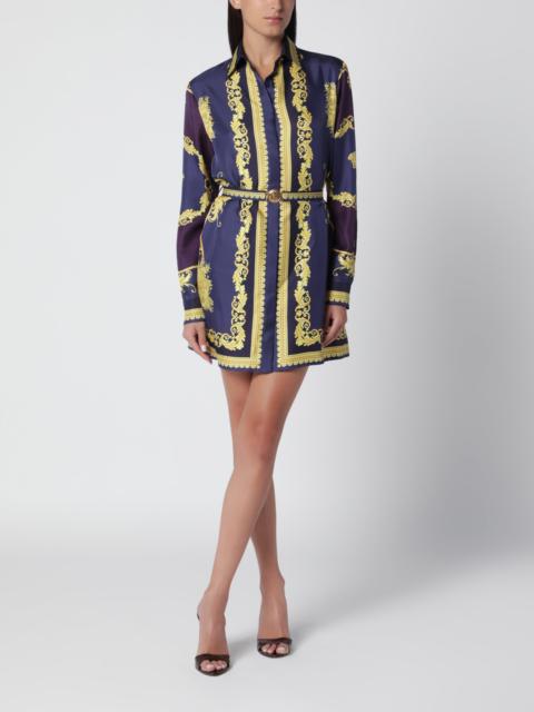 VERSACE Eggplant chemisier mini dress with Baroque print