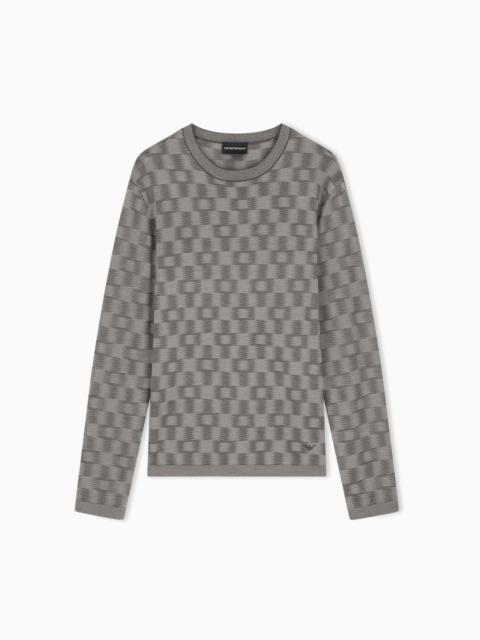 EMPORIO ARMANI PATTERN-KNIT VIRGIN WOOL JUMPER SIGNATURE CAPSULE