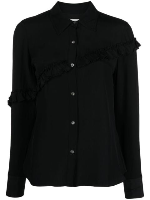 ruffled button-up shirt