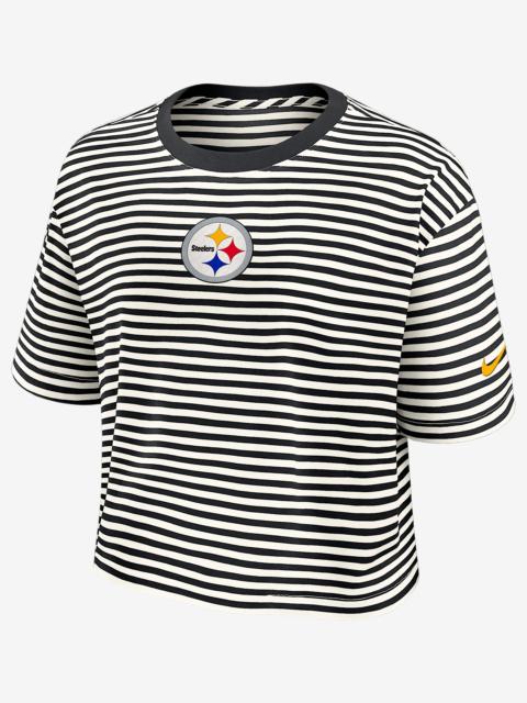 Nike Pittsburgh Steelers Striped Women's Nike NFL Cropped T-Shirt