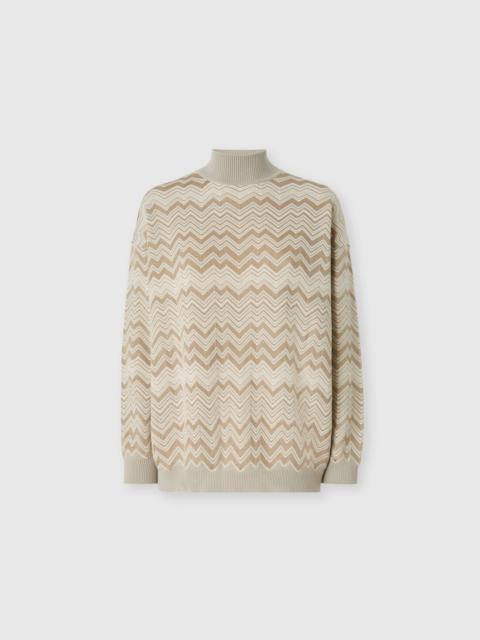 Missoni Zig zag viscose and wool turtleneck sweater
