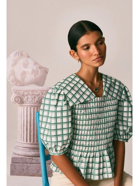 SHRIMPS Rowan Blouse - Leaf Green Check