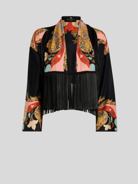 Etro SILK JACKET WITH FRINGING AND PLACED PRINT