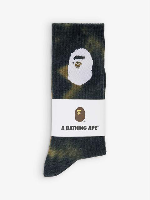 A BATHING APE® Brand-print tie-dye cotton-blend socks