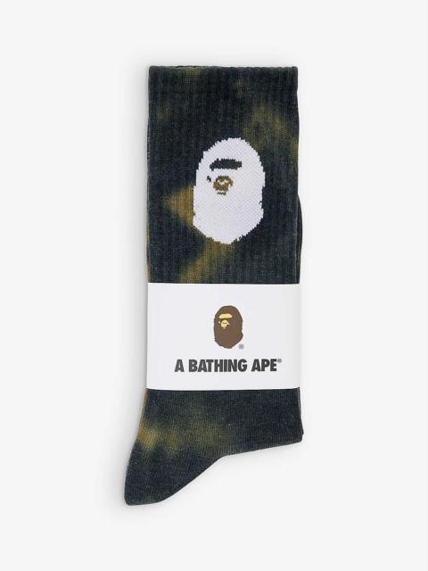 Brand-print tie-dye cotton-blend socks