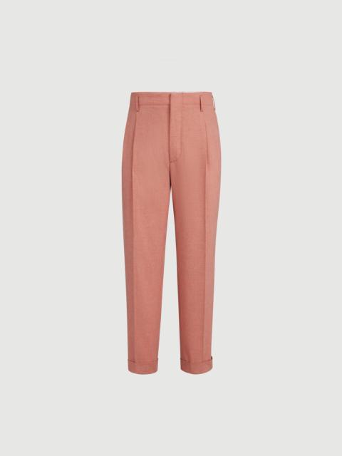 Brunello Cucinelli Virgin wool, cotton and silk mouliné trousers with double pleats
