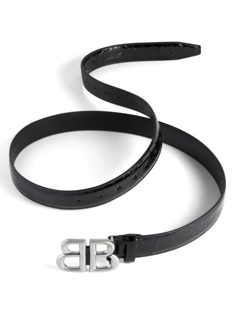 BALENCIAGA Women's Monaco Belt Crocodile Embossed - Black