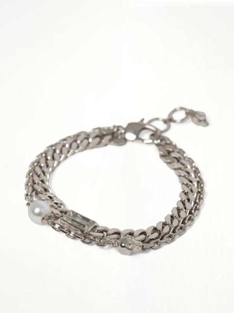 Alexander McQueen Skull & Pearl Bracelet in Silver