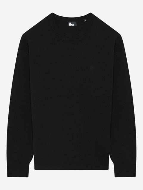The Kooples BLACK MERINO WOOL ROUND-NECK SWEATER