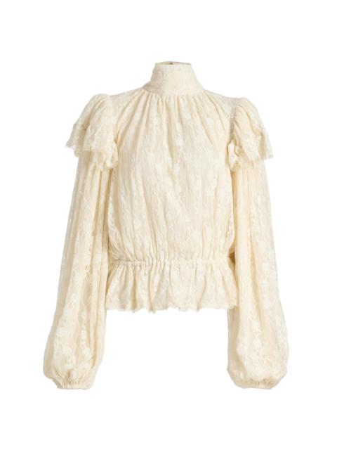 RONNY KOBO Women's Outlander x Jaycie Lace Peplum Top - Tea Stain