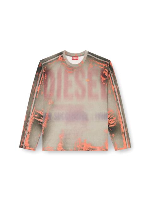 Diesel LONG-SLEEVE T-SHIRT IN CRACKED JERSEY