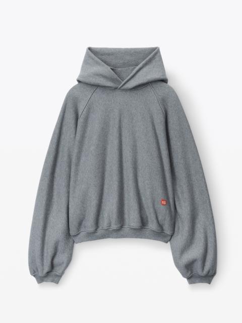 Alexander Wang raglan turtleneck hoodie in terry with apple puffed logo