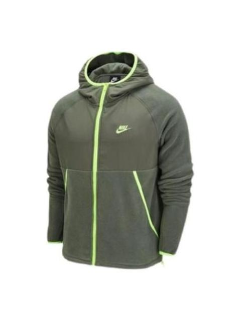 Nike Sportswear Full-length zipper Cardigan hooded Fleece Lined logo Jacket Green DM1220-380