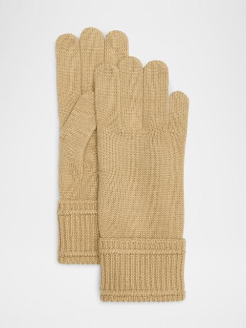 Burberry Men's Wool Knit Logo Gloves