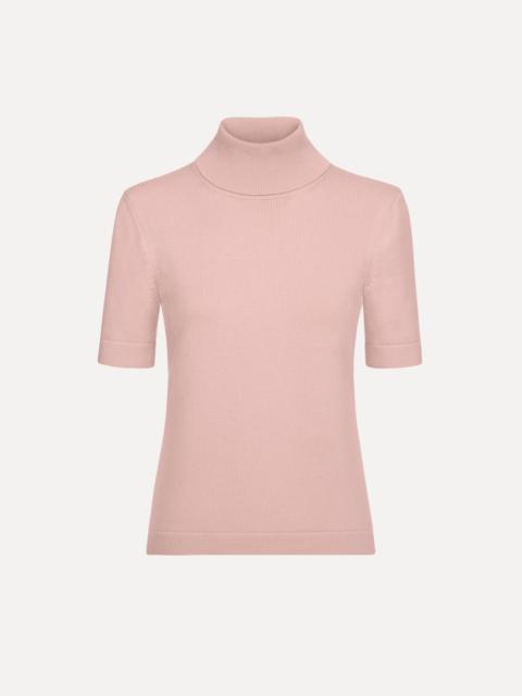 Oscar de la Renta TURTLENECK WOOL SHORT-SLEEVE PULLOVER