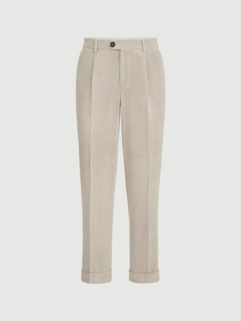 Brunello Cucinelli Garment-dyed trousers in cotton corduroy with pleat