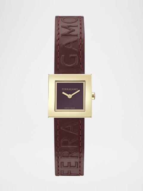 FERRAGAMO Ferragamo Portrait 20X20MM IP Yellow Gold Leather Watch