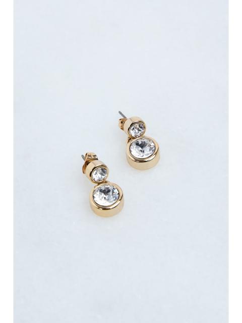 KAREN MILLEN 14kt Gold Plated Hand Set European Crystal Solitaire Drop Earrings