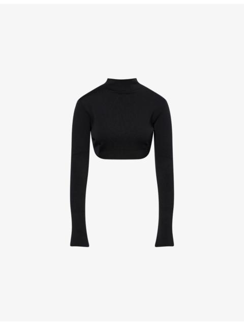 MUGLER Mock-Neck Open-Back Knitted Top