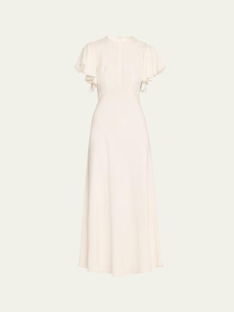 Blithe Flutter-Sleeve Midi Dress
