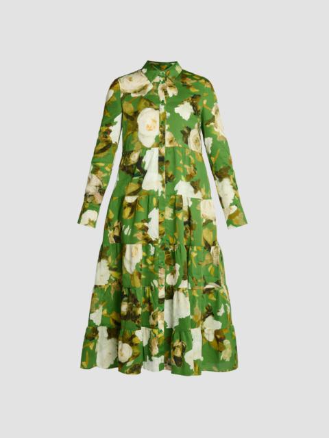 TIERED LONG SLEEVE SHIRT DRESS