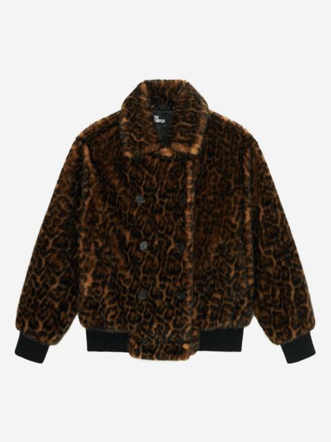The Kooples LEOPARD FUR-EFFECT COAT