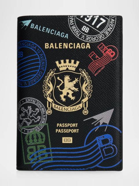 BALENCIAGA Men's Stamp Leather Passport Holder