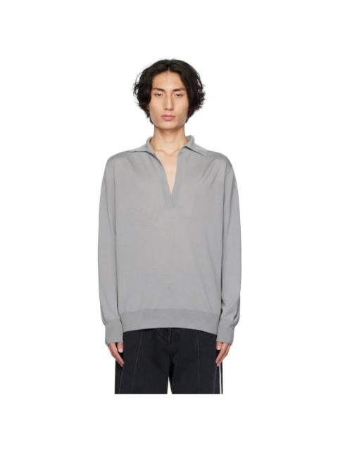 PETER DO Gray Open Polo