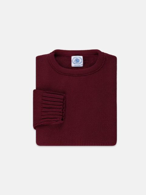 J. PRESS MADE-IN-USA BURGUNDY CHUNKY COTTON CREWNECK SWEATER