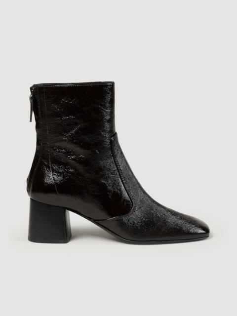 Sandro CRACKED LEATHER ANKLE BOOTS